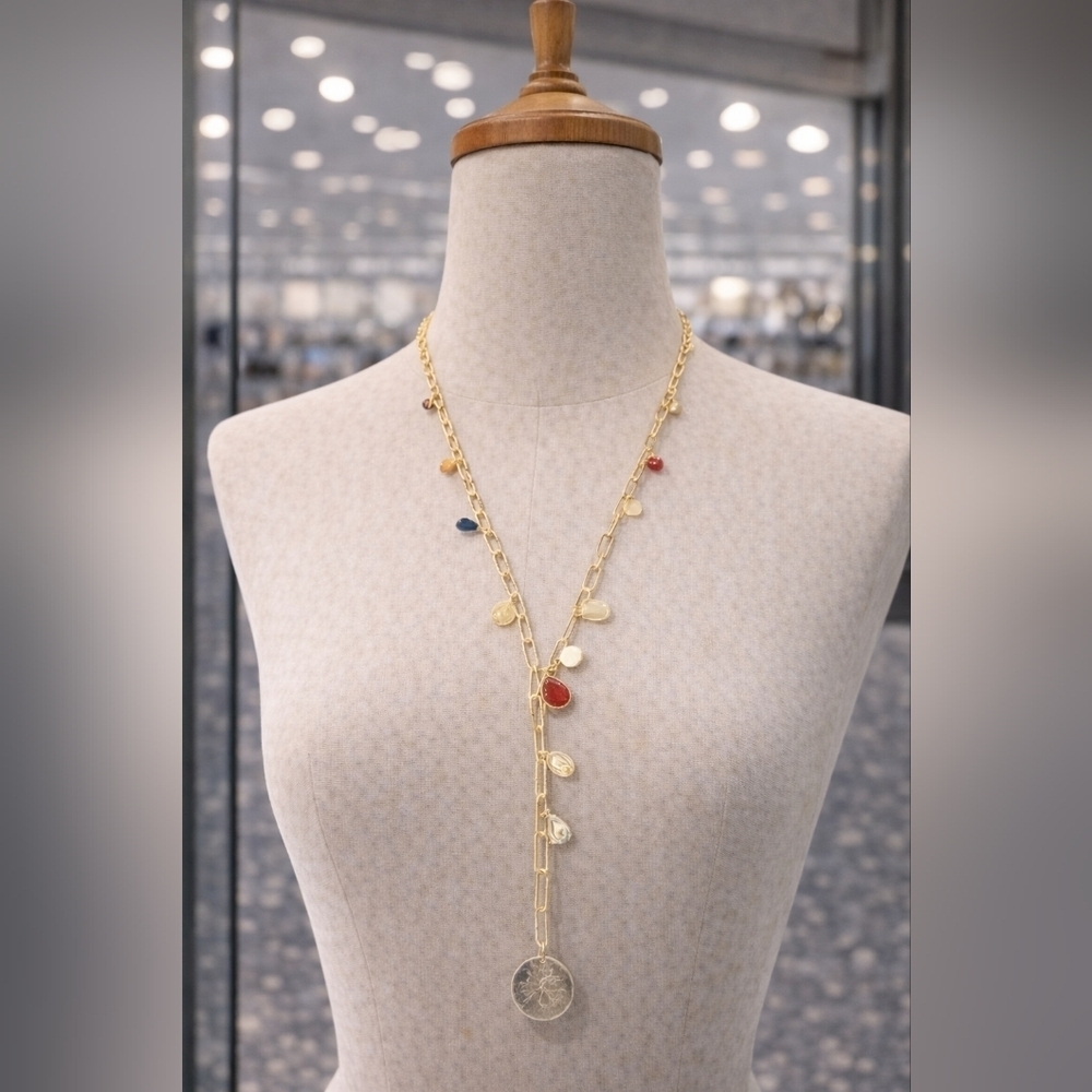Gold chain coin charm necklace